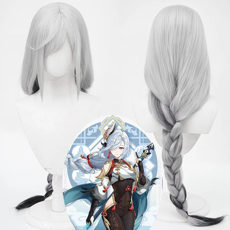Аниме Shenhe Косплей Парик Игра Genshin Impact Синтетические волосы Хэллоуин Вечеринка Косплей Трансвестит Парики