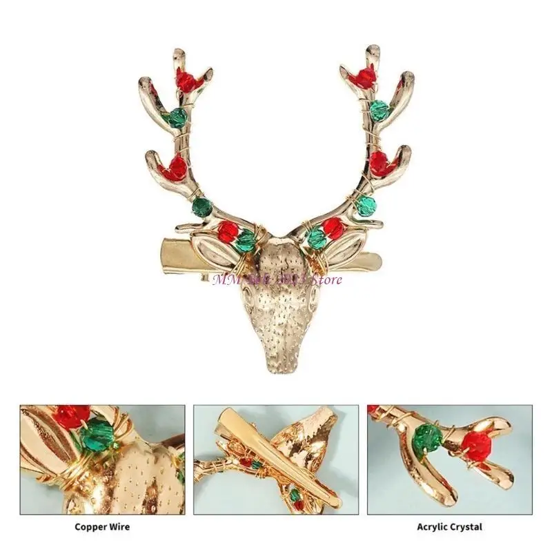 49me kerst rendier Hair Comb Festival Haarclip met Rhinestones Family Gathering Headpieces Holiday Celebration Props