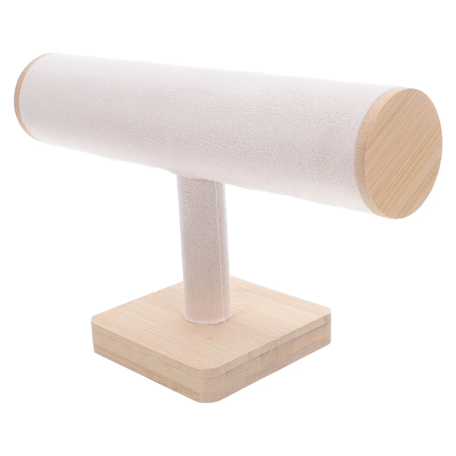 

T-Shaped Wooden Jewelry Display Stand for Bracelets Watches Bangles Headbands Countertop Tabletop Organizer Elegant Sturdy