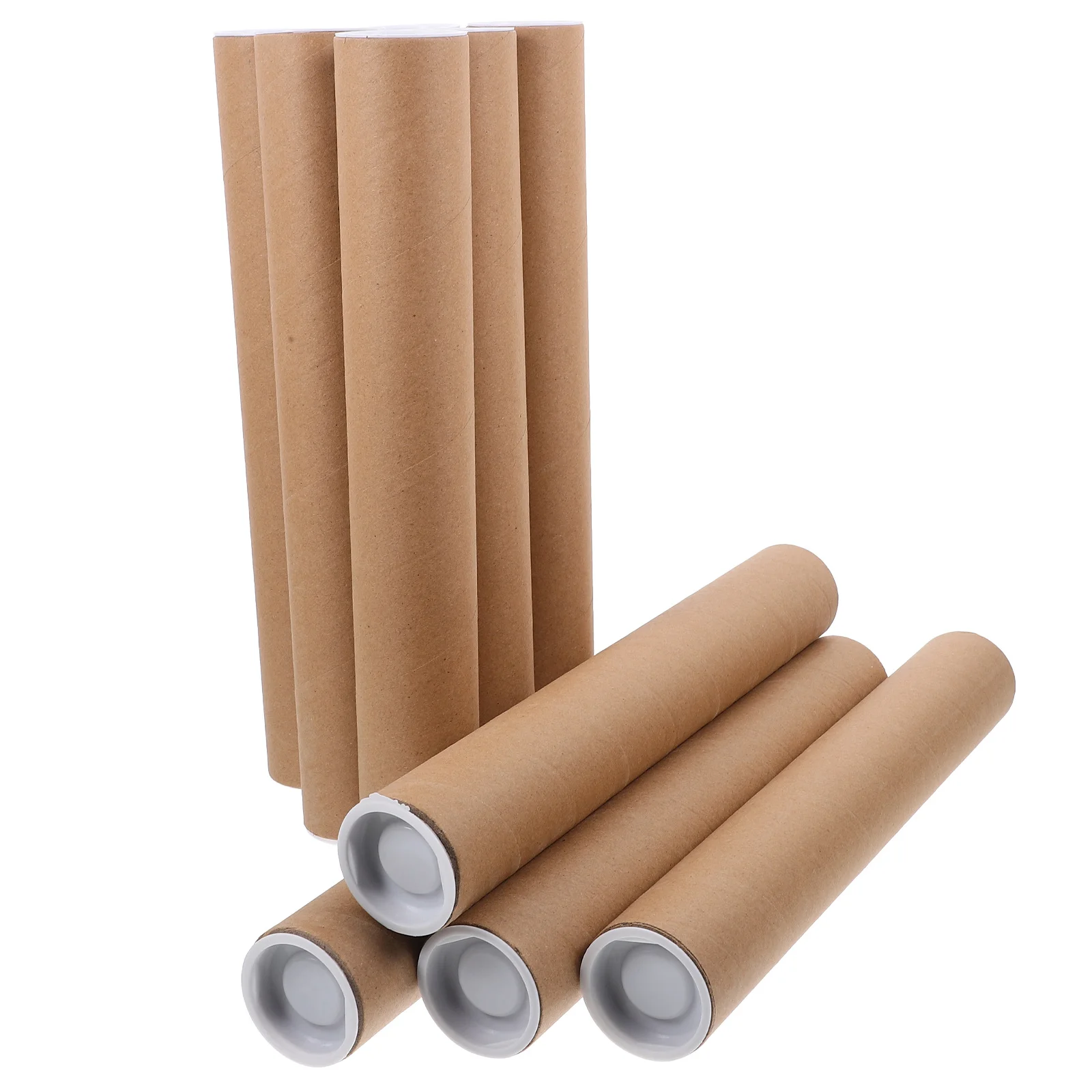 10pcs Brown Tubes For Packaging Brown Cardboard Tubes Poster Paper Storage Mailing Tube For Artwork Drawing Storage Tube