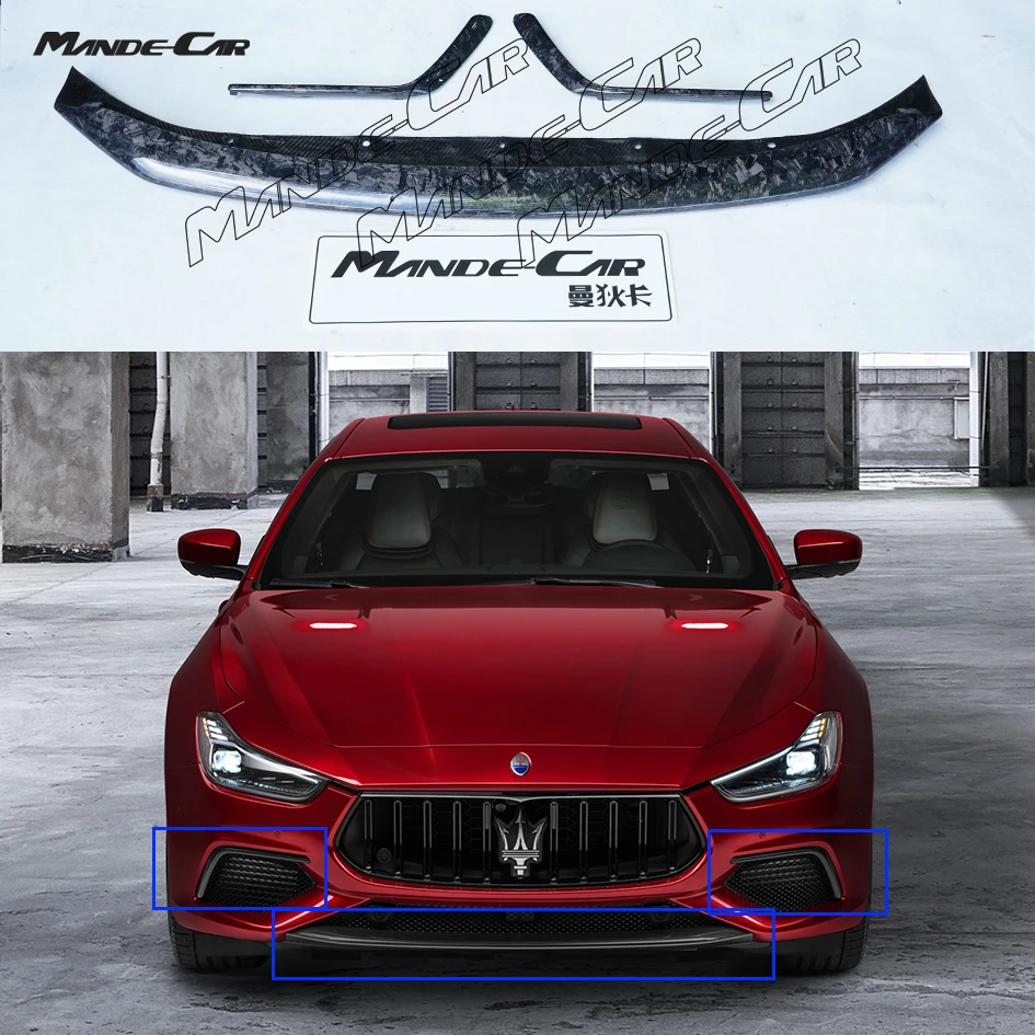 High Quality Carbon Fiber Trofeo Style Bumper Front Lip Air Canards for Maserati Ghibli Modana Gransport Version