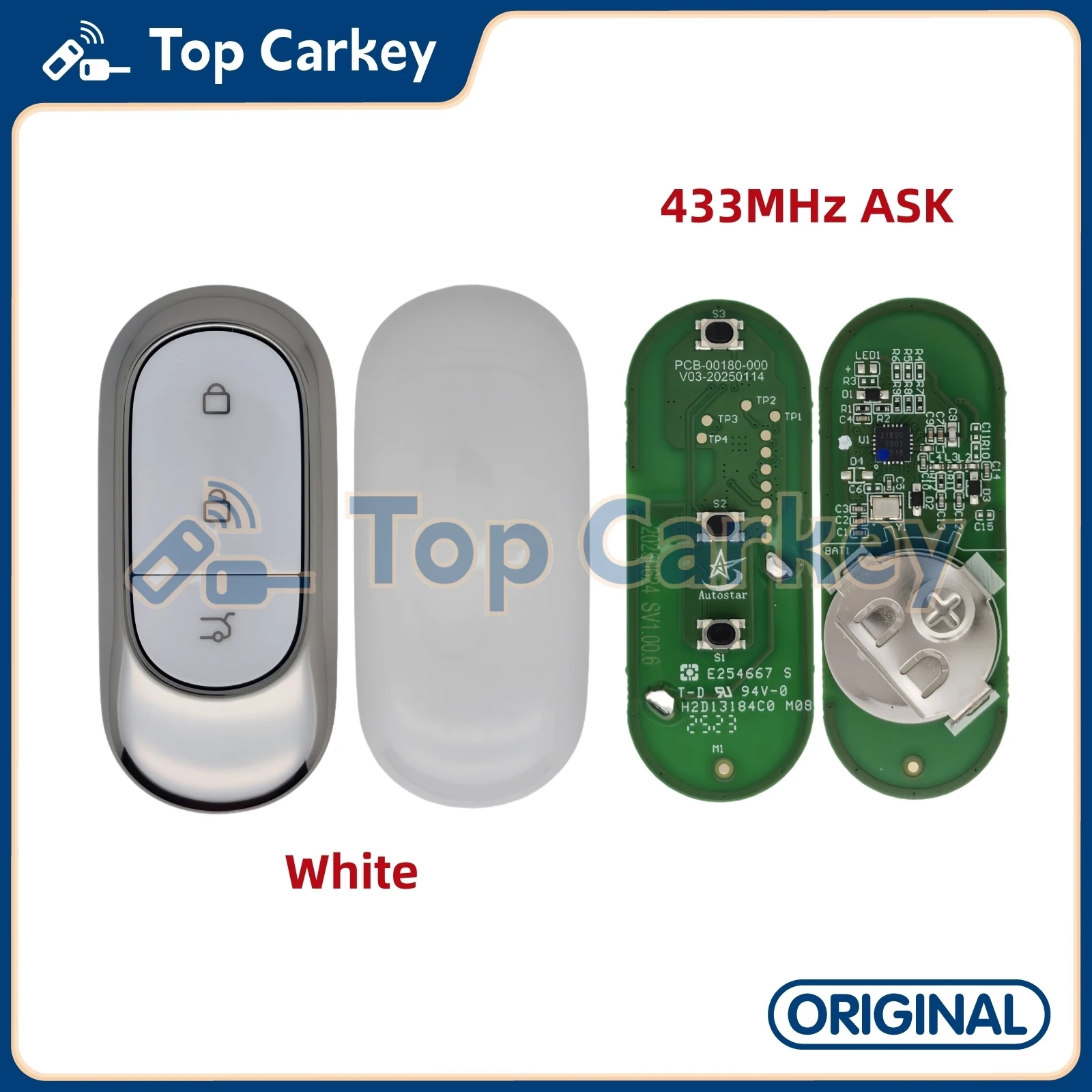 TopCarkey Original Fernbedienungsschlüssel 433MHz ASK für Leapmotor T03 S01 C01 C10 C11 B10 mit Schlüsselblatt