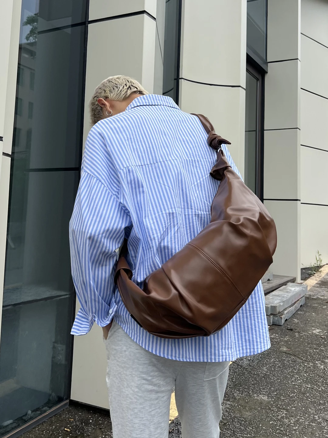 

YUEN Design Dumpling ape Moon Tooth Bag ex Crossbody Bag Street Faion Hobo Tote Soft PU Leather Zipper Closure Casual