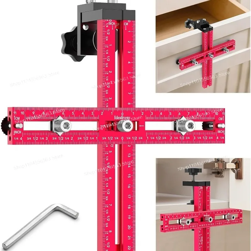 Adjustable bit locator for cabinet hardware fixtures, knobs and handles