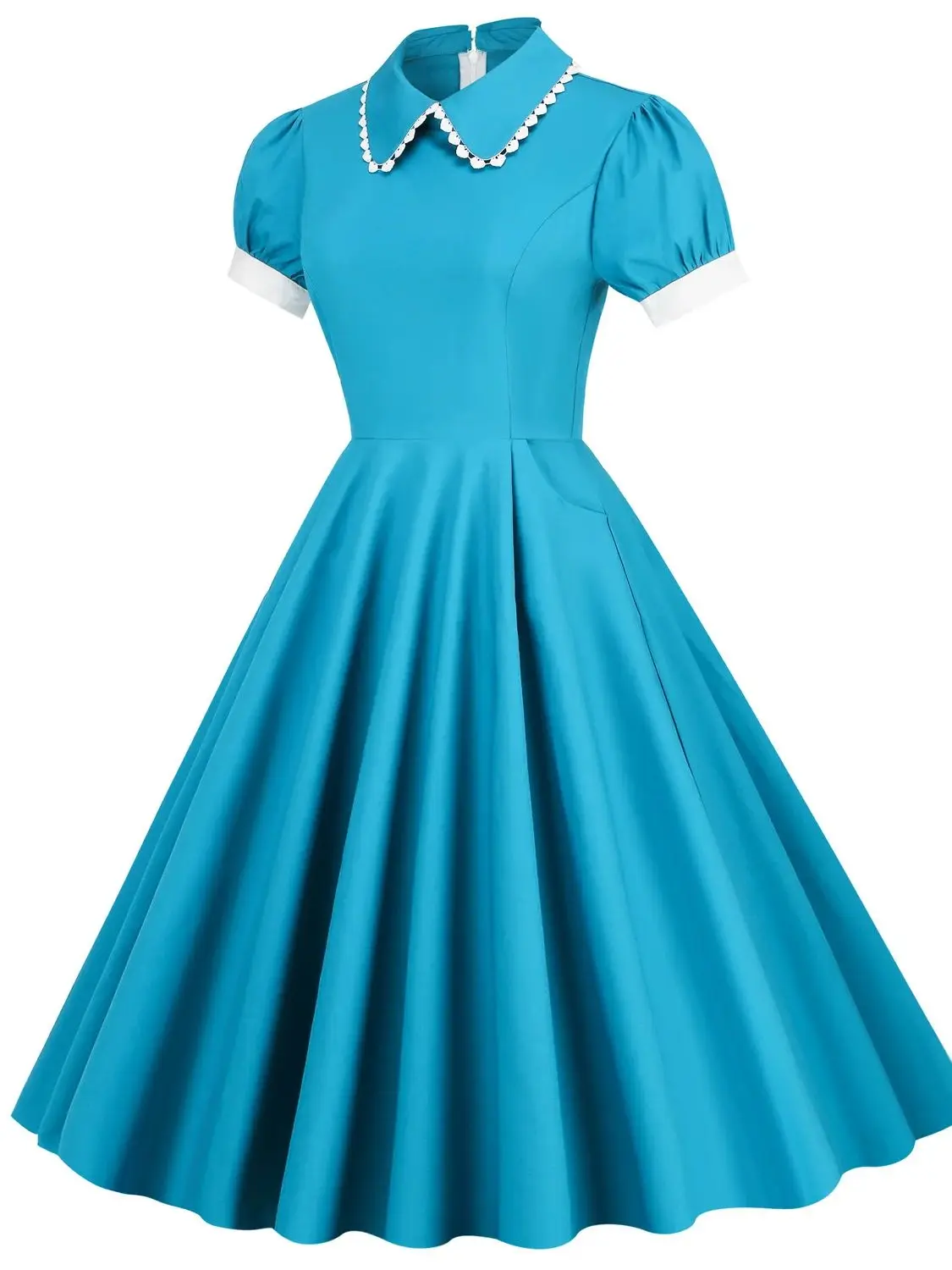 blue vintage dress Gunne sax Style 70s Prairie Blue Swing Dress M I Retro Fairy main image 0