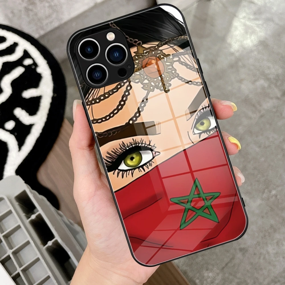 Morocco Flag Moroccan Unique Phone Case Tempered Glass For IPhone 15 14 13 12 11 Pro Max Plus Samsung S24 Ultra S23 Fe Covers