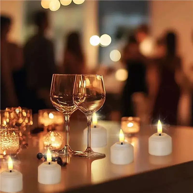 Set Lilin Teh Tanpa Api ABFI Dengan Remote Control Timer Stasiun Pengisian Daya Lilin Teh LED Untuk Halloween Ulang Tahun