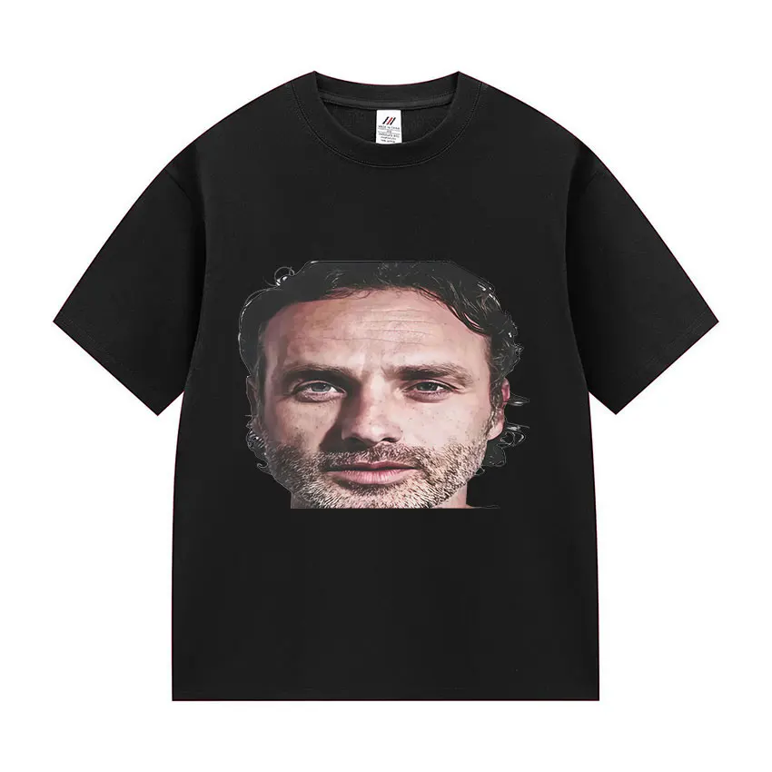 Rick Grimes Zest Face T Shirt The Walking Dead Funny Graphic T-Shirt Men's Vintage Fashion Oversized Cotton T-Shirts Streetwear