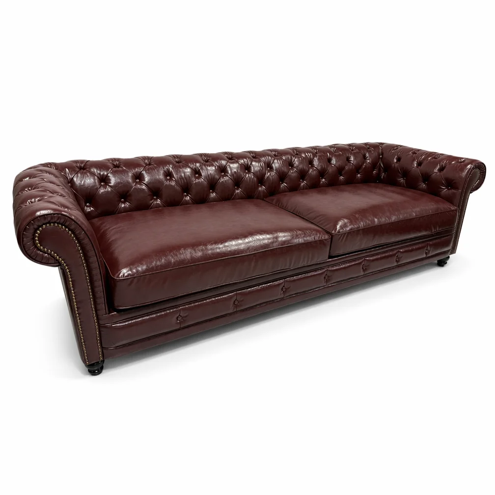 &Custom Leather Sofa Button Tufted Commercial Couch for Hotel Lobby Cafe Lounge Restaurant Furniture