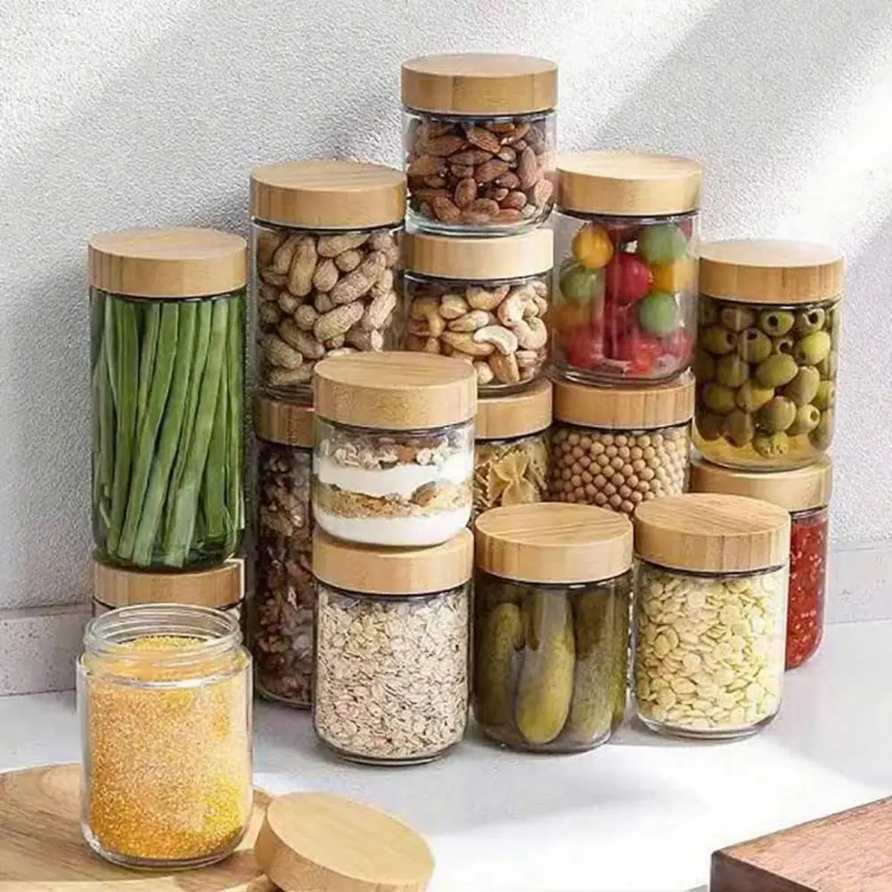 Air-tight Pantry Storage Jar Leak-proof Food Storage Container Glass Airtight Jars for Overnight Oats Yogurt for Breakfast