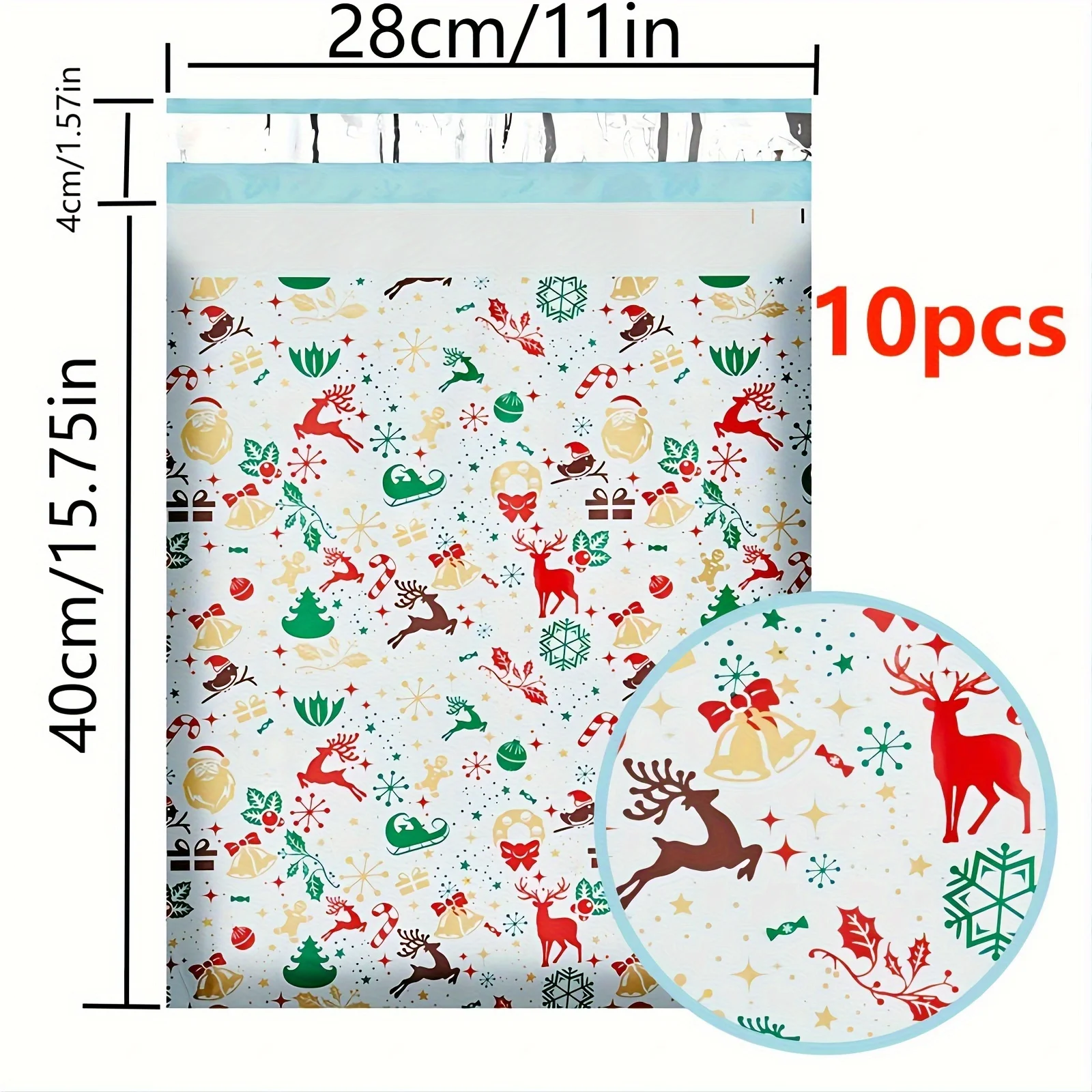 10 Christmas Reindeer Cartoon Mailing Bags, Waterproof Daily Office Gift Bags, Party Gifts, Holiday Mailing Bags, Holiday Prints