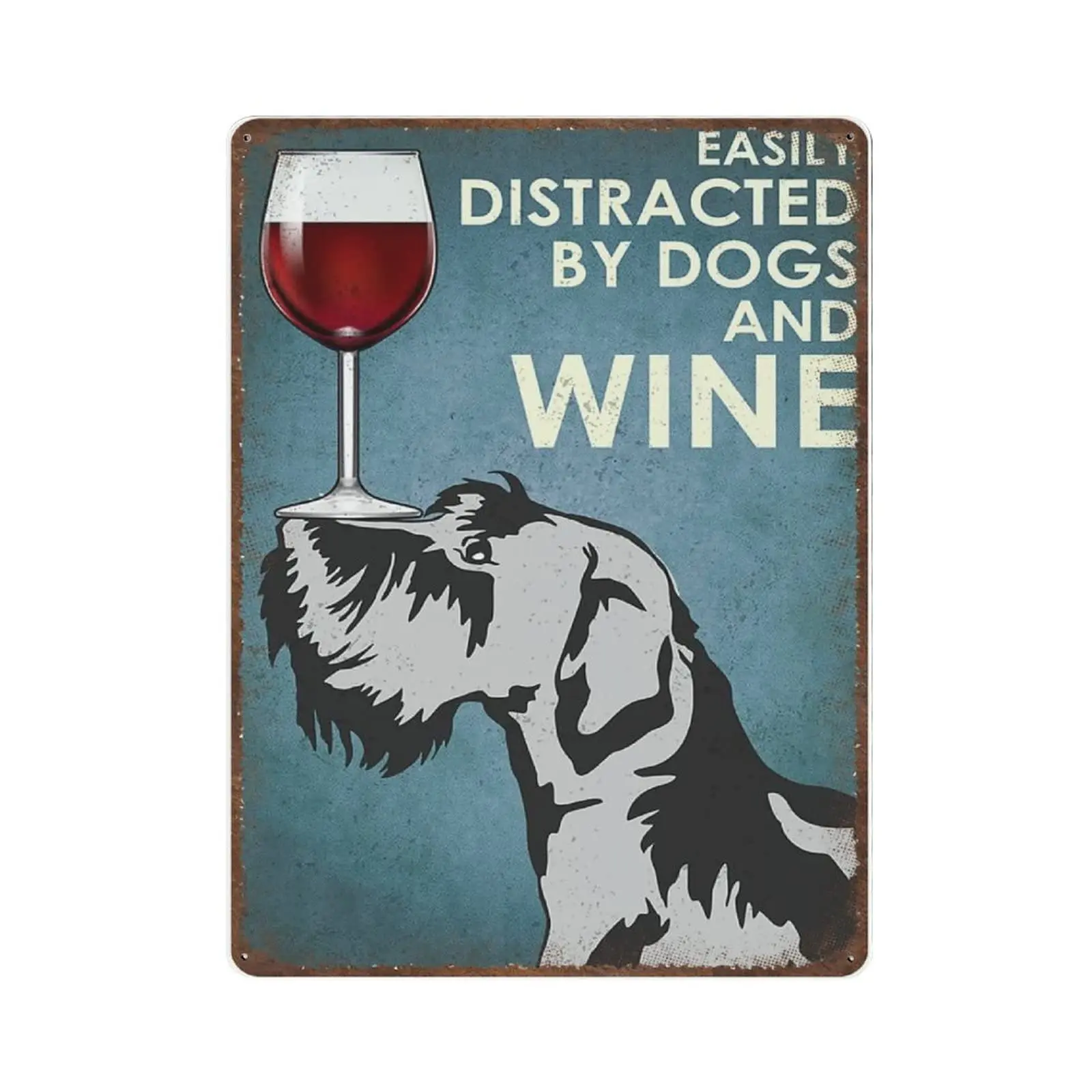 

Vintage Thick Metal Tin Sign-Scottish Terrier Easily Distracted by Dogs and Wine Sign -Novelty Posters，Home Decor Wall Art，Funny