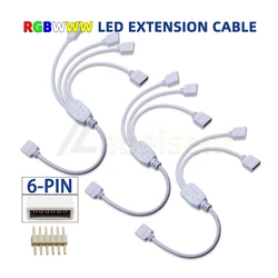 6 Pin LED Accessories Connection Cables Extension Wires PIN Pitch 2.0mm 1 to 2 3 4 Sync Line for Low Voltage RGBCCT Strip Lights