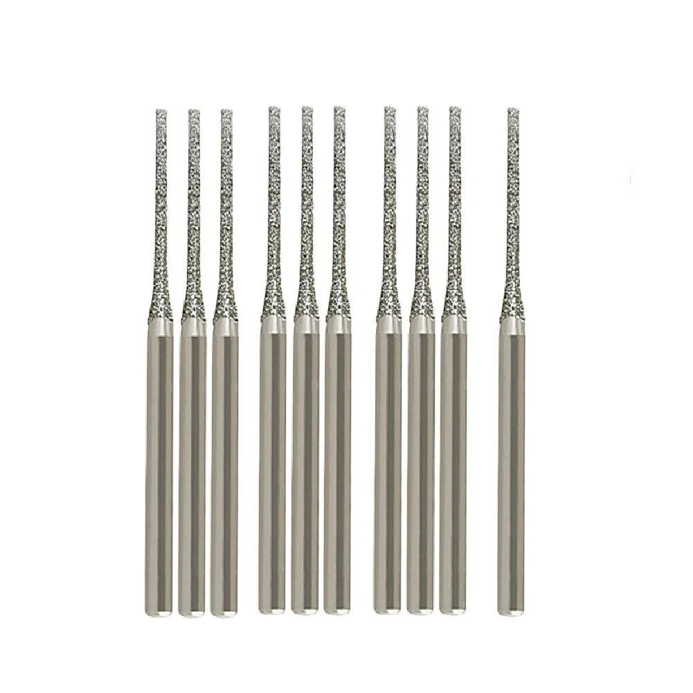 10PCS 0.8-2.5mm Drill Bit 2.35mm Shank For Glass Jade Amber Glass  Hole Drilling Emery Drill Bits Power Tool Accessories
