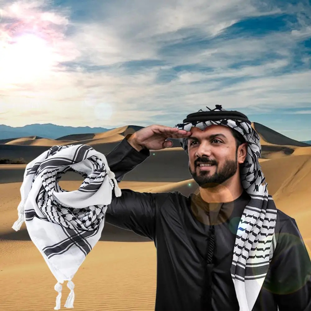 1/2pcs Large Size Arab Shemagh Wrap Jacquard Shemagh Tactical Scarf 53.9×53.9 And Comfort Inches Breathability N6w2