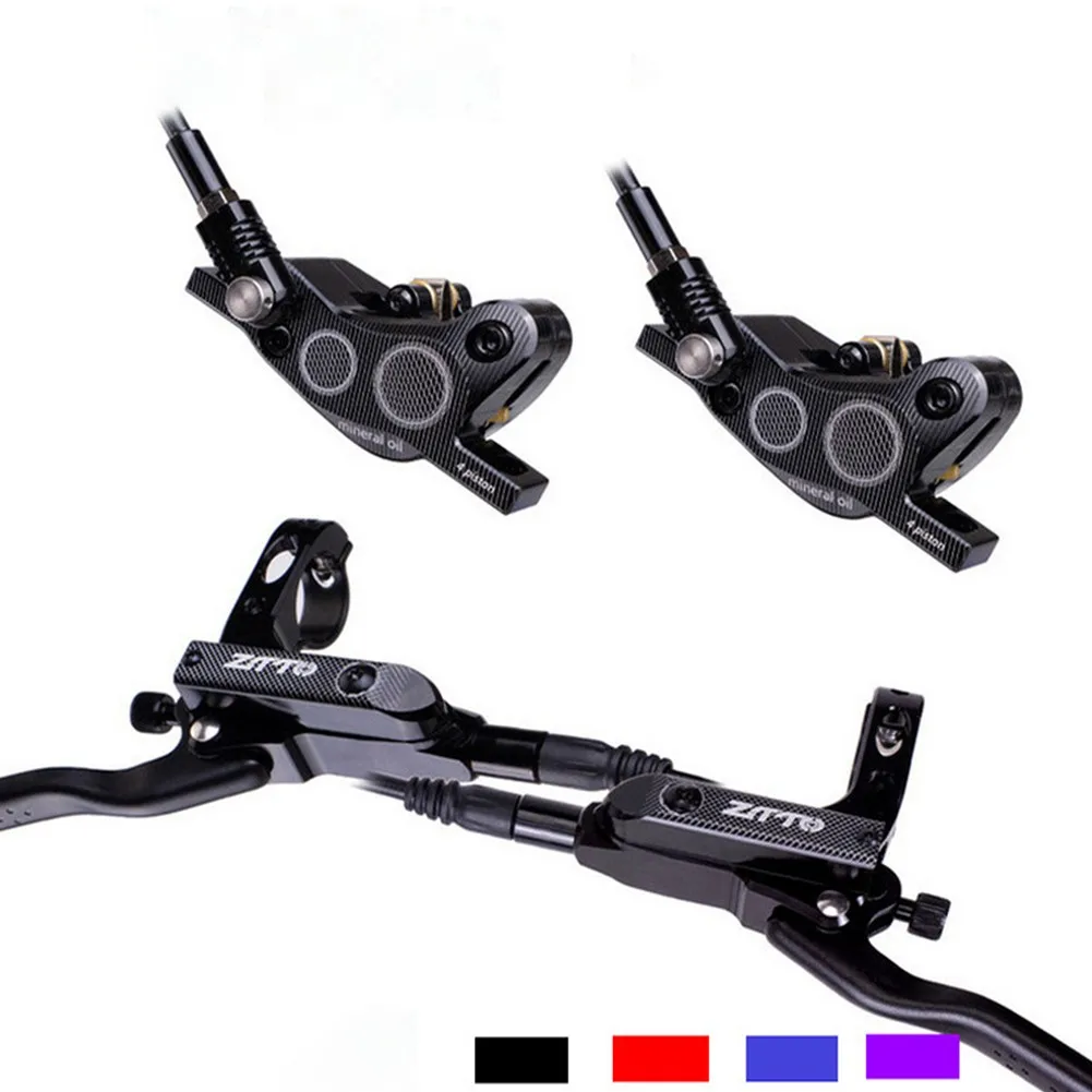 1 Pair Front Right Hydraulic Brakes Set For Bicycle Disc 4 Pushes Piston Mountain Bike Four-piston Hydraulic Disc Brake