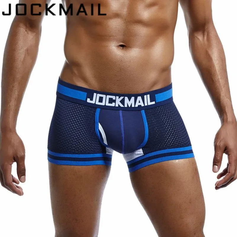 JOCKMAIL Brand Underwear Men Boxer Mesh U Pouch Sexy Underpants Cueca Cotton Pants Trunks Boxer shorts Gay Male Panties Hot