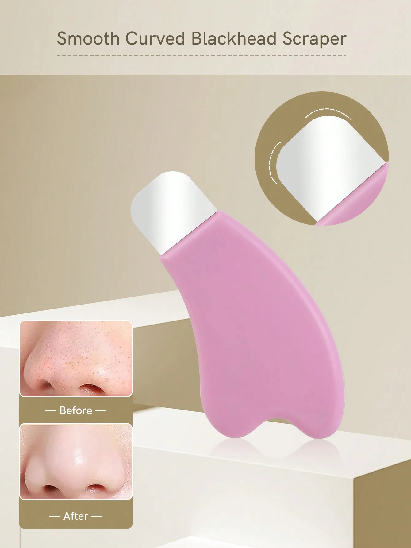 BIGBEAK 1 ud. Nuevo raspador limpiador facial de acero inoxidable y plástico con cubierta de silicona, cepillo de silicona para mascarillas y limpiador de puntos negros