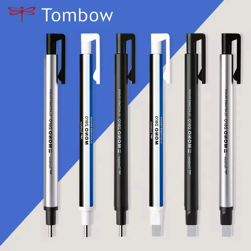 Tombow Mechanical Eraser MONO Zero Pen Shape Replaceable Core Repeated Use Sketching Rubber Pressed Stationery,Portable Eraser