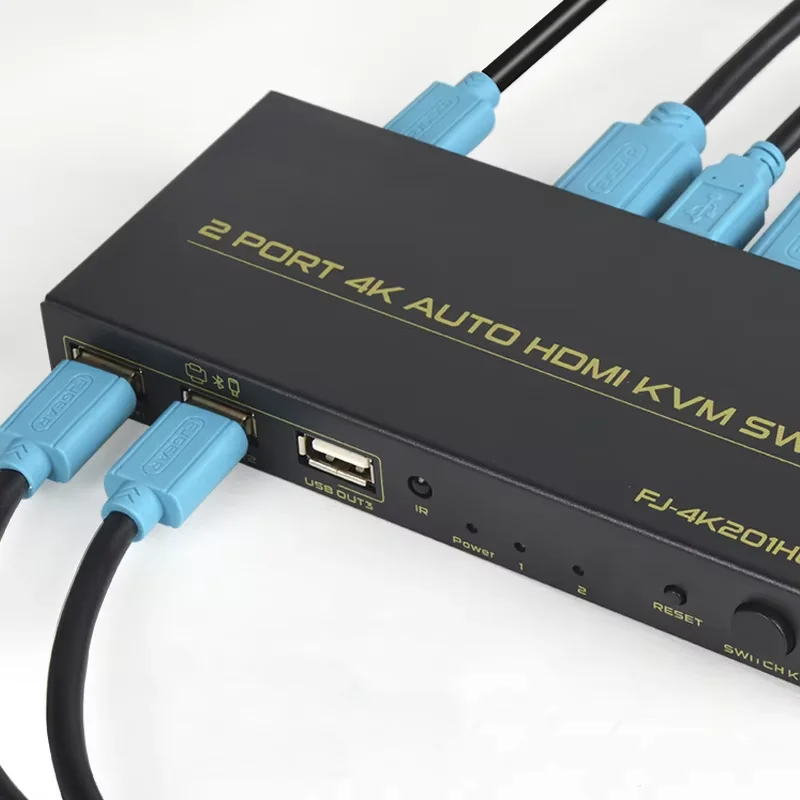 2-poorts USB KVM-schakelkast voor 2 pc's delen Toetsenbord Muis Printer Videoweergave HDMI-compatibele splitter