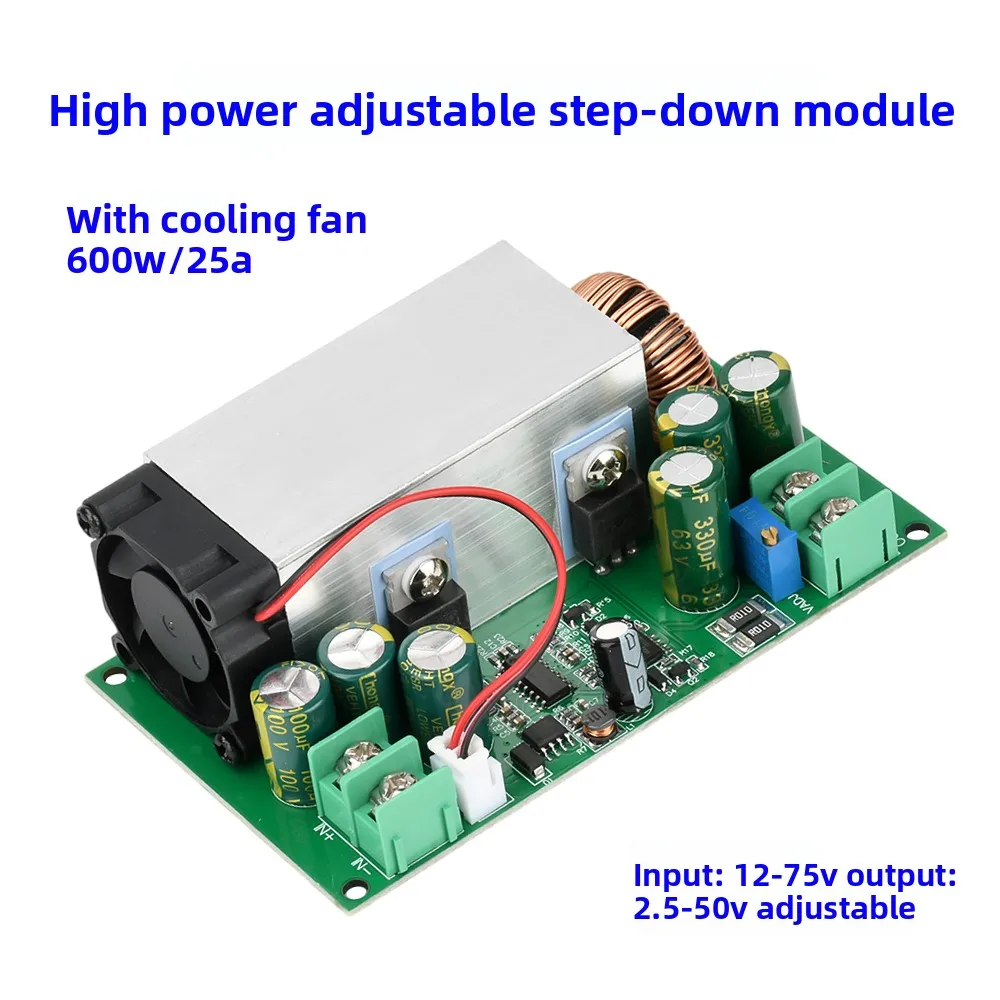 600W 25A DC-DC Adjustable Buck Converter 12-75V to 2.5-50V Step Down Power Module