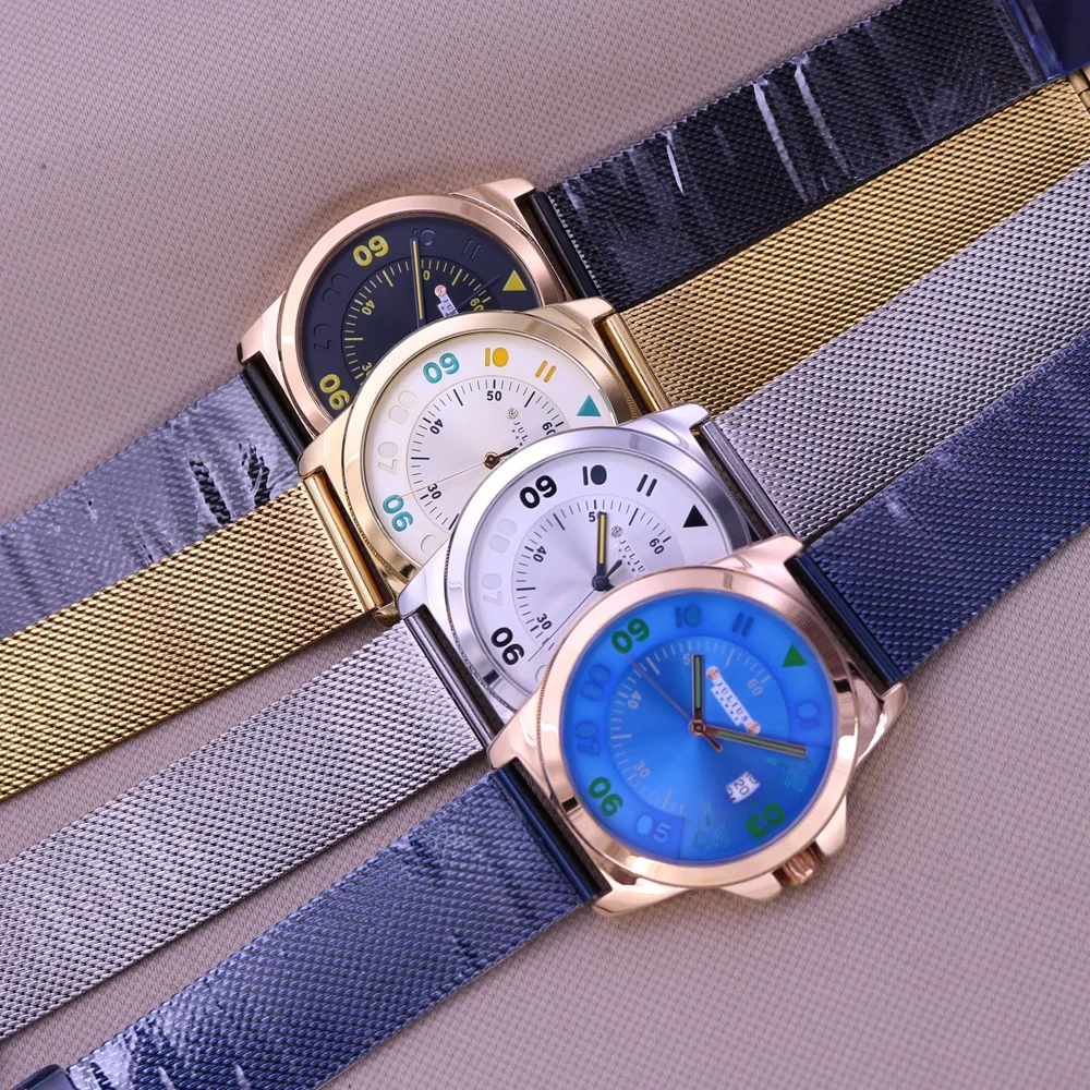 5 Colors Homme Men's Watch Japan Mov Hours Top Fashion Dress Steel Bracelet Boy Birthday Valentine Gift Box