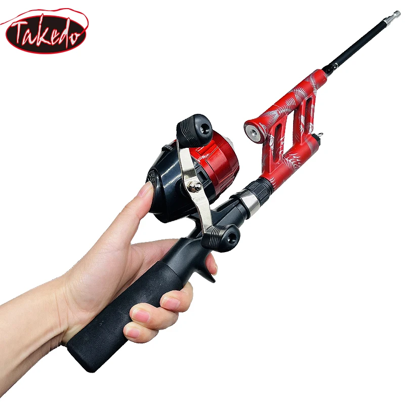 TAKEDO Integrated Fishing Rod And Reel Set Carbon Fibre Travel Rods Reel Ratio 3.0:1 Telescopic Casting Fishing Rod