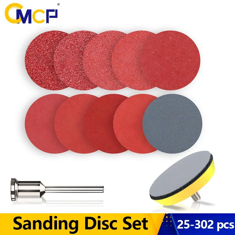 CMCP Sanding Disc Set 1inch-5inch Round Abrasive Dry Sandpaper For Polishing Cleaner Tools Sanding Paper 25-302pcs