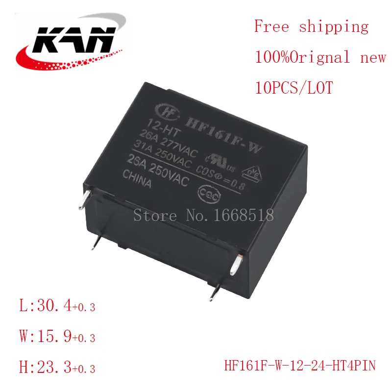 

10pcs relay HF161F-W-12-HT HF161F-W-24-HT 12VDC 24VDC 31A 250VAC 4PIN Original New