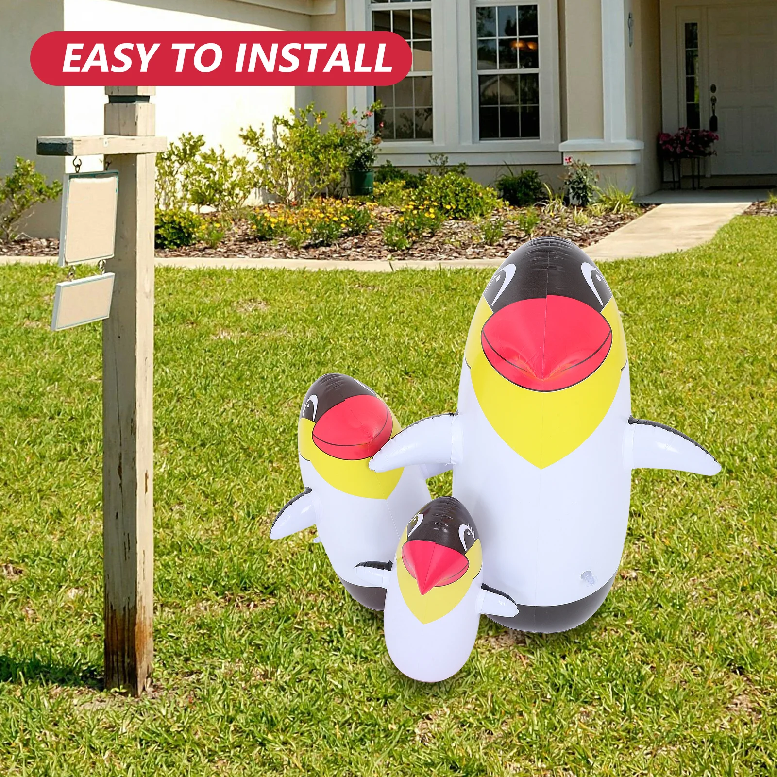 Pinguino gonfiabile in PVC da 3 pezzi con base oscillante - Simpatico personaggio dei cartoni animati per giochi all'aperto Colori coinvolgenti Attività fantastica per bambini