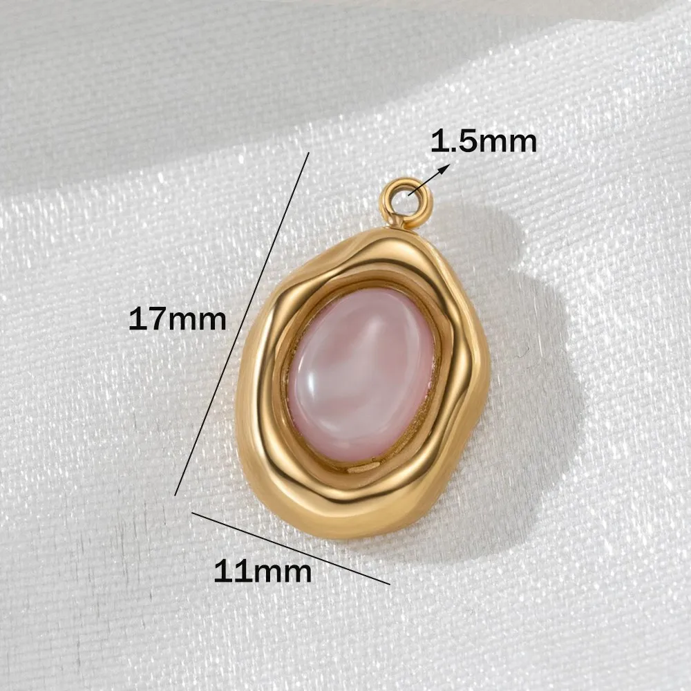 5pcs Stainless Steel Natural Stone Charms Crystal Quartz Healing Stone Pendant for DIY Jewelry Making Necklace Accessories