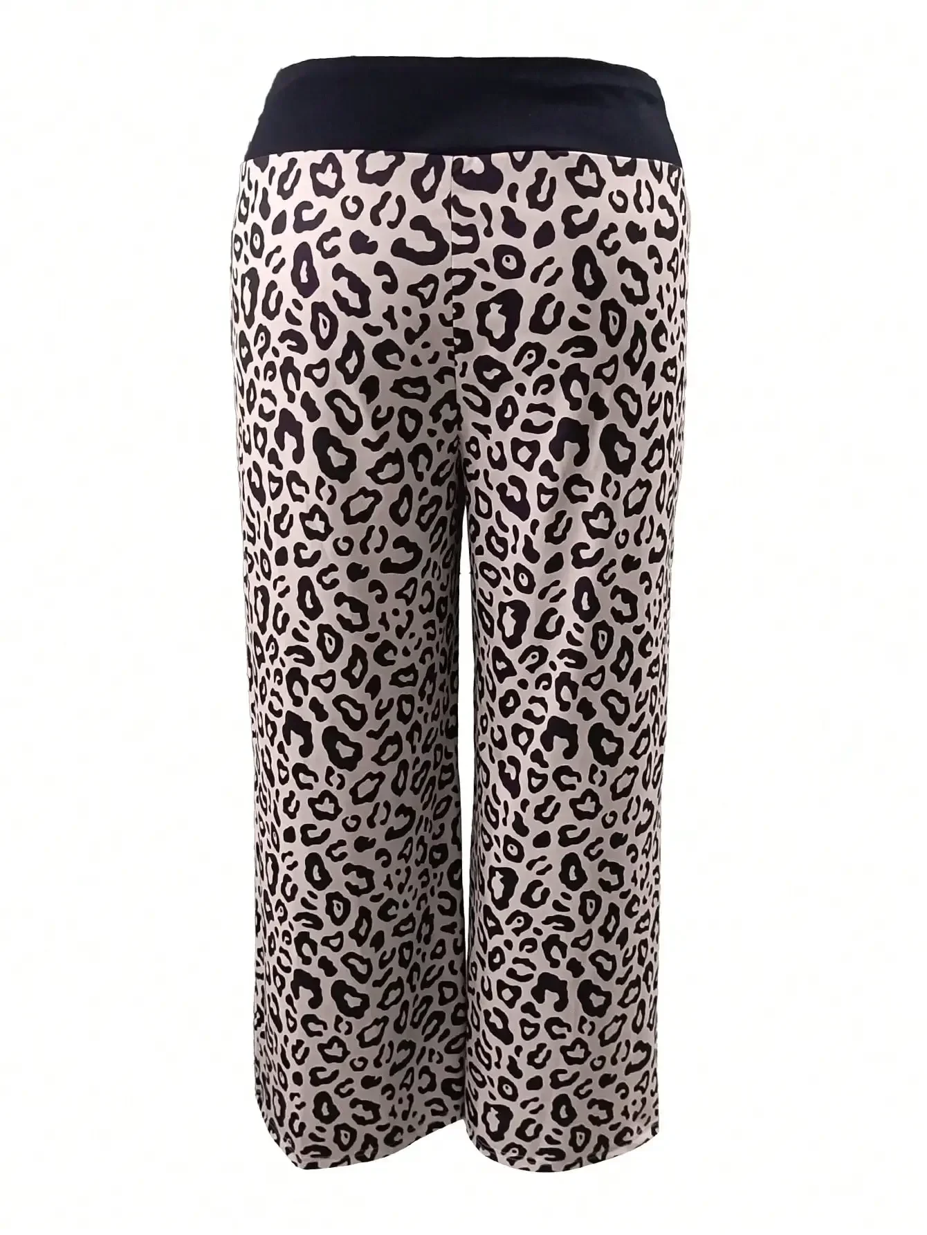 Pantalones de talla grande para primavera y otoño, pantalones de cintura elástica a la moda para mujer, pantalones holgados con cordón y estampado de leopardo, pantalones de piernas anchas