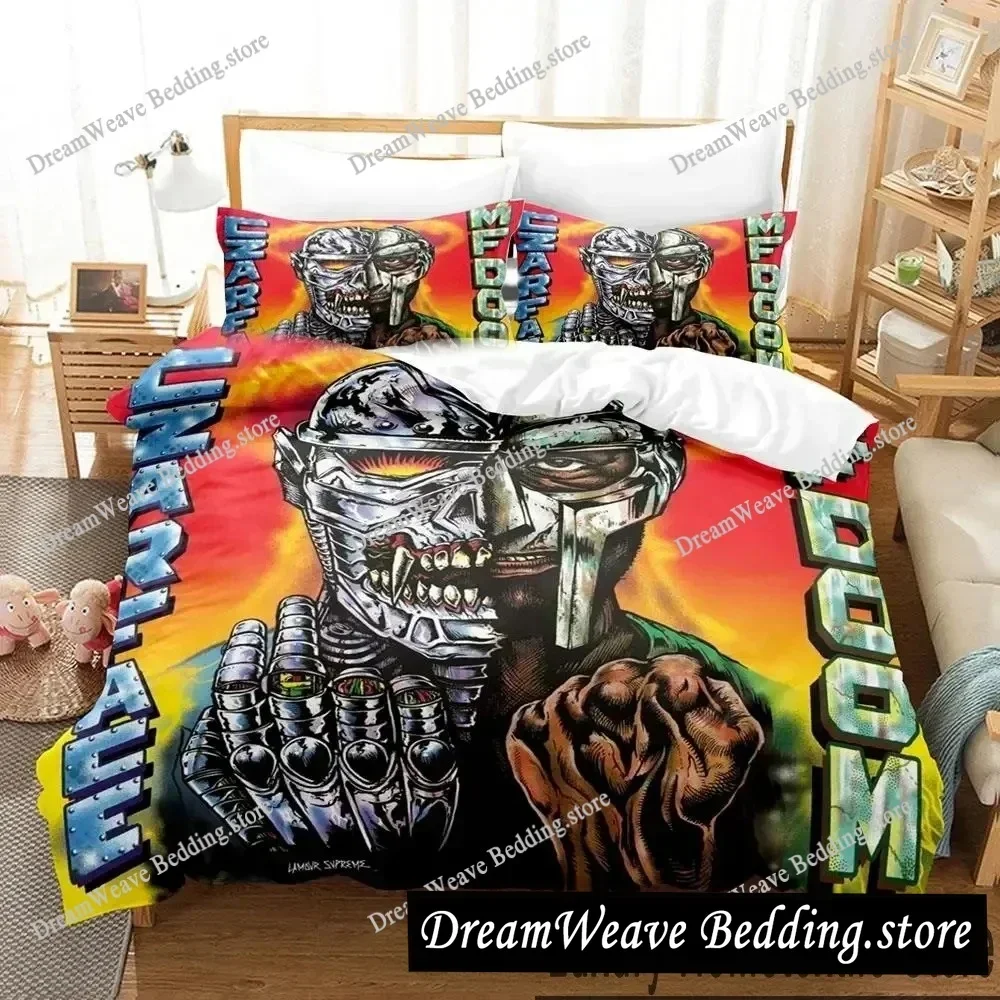 3D Print MF DOOM Bedding Set Duvet Cover Bed Set Quilt Cover Pillowcase Comforter King Queen Size Boys Adult Bedding Set519519