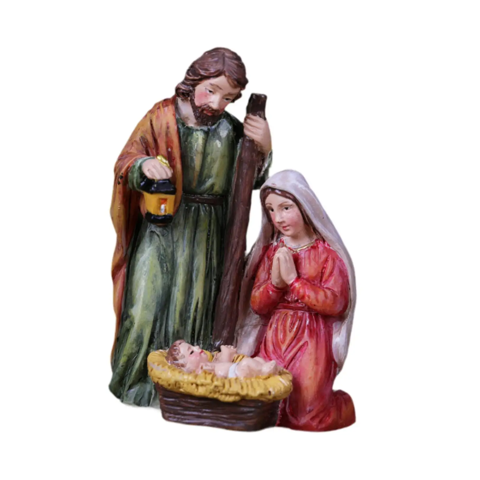 Christmas Nativity Scene Set Tabletop Desk Display Bedroom Artwork Decorative Crafts Bookshelf Desk Mini Nativity Scene Figurine