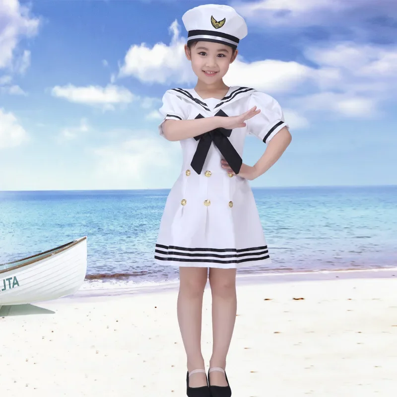 Baby Boys Halloween Navy Cosplay Costumes Army Suit Kids Girls Dress Sailor Uniform Stage Wear Performance Dance Clothing