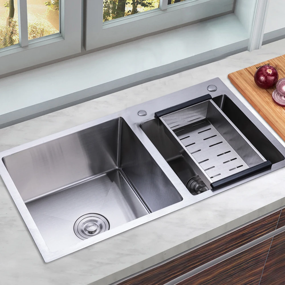 Waterfall Sink Kitchen Stainless Steel Topmount Sink Wash Basin Double Sink Creative Stainless Steel Kitchen Sinks