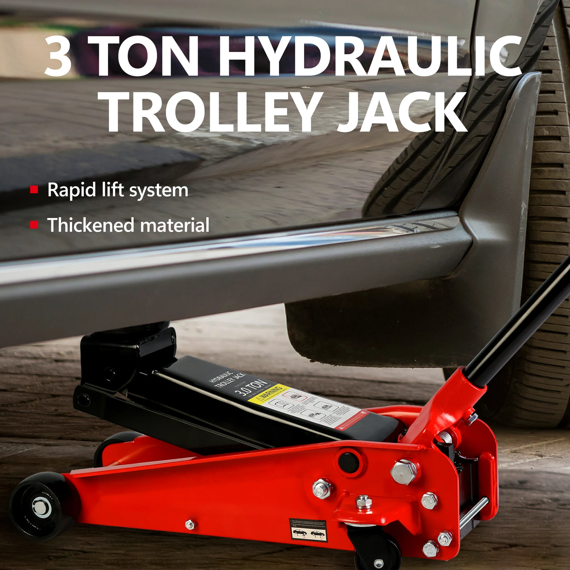 Hydraulic trolley Low Profile and Steel Racing Floor Jack with Piston Quick Lift Pump, 3Ton (6, 000 lb) Capacity, Lifting range