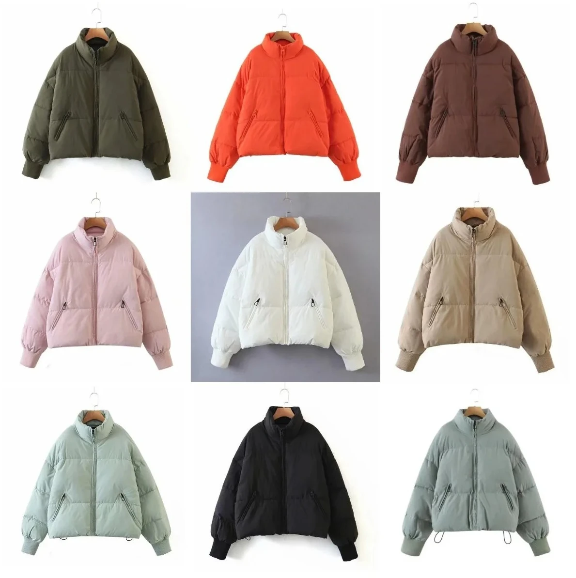 معطف نسائي منتفخ بنمط الخبز، سترة فضفاضة ذات ياقة ثابتة وصلت حديثًا للخريف، ملابس خارجية كاجوال بأكمام طويلة من مزيج القطن #3