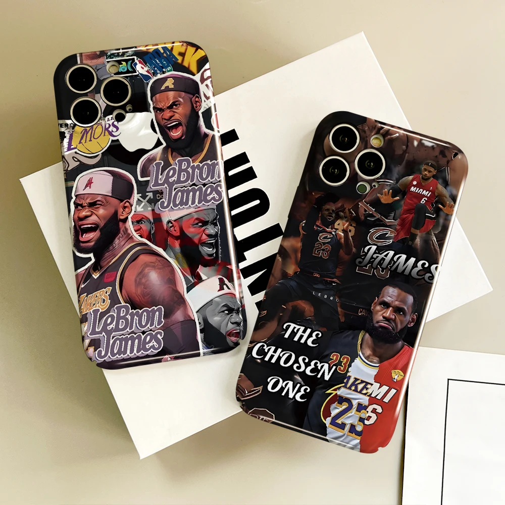 L-Lebron Player J-James Phone Case For IPhone 16 15 14 13 12 11 Plus Pro Max Mini Glossy HD Hard Cover Film Shell