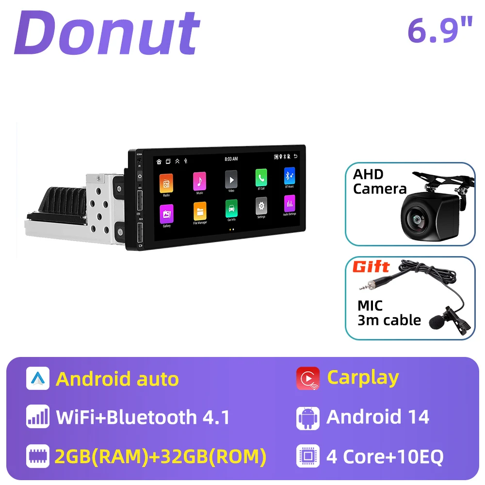 1 Din Carplay Scherm Voor Citroen C3 Picasso Tendance 2009-2017 1din Android Radio Stereo Auto Multimedia Head Unit Autoradio Gps