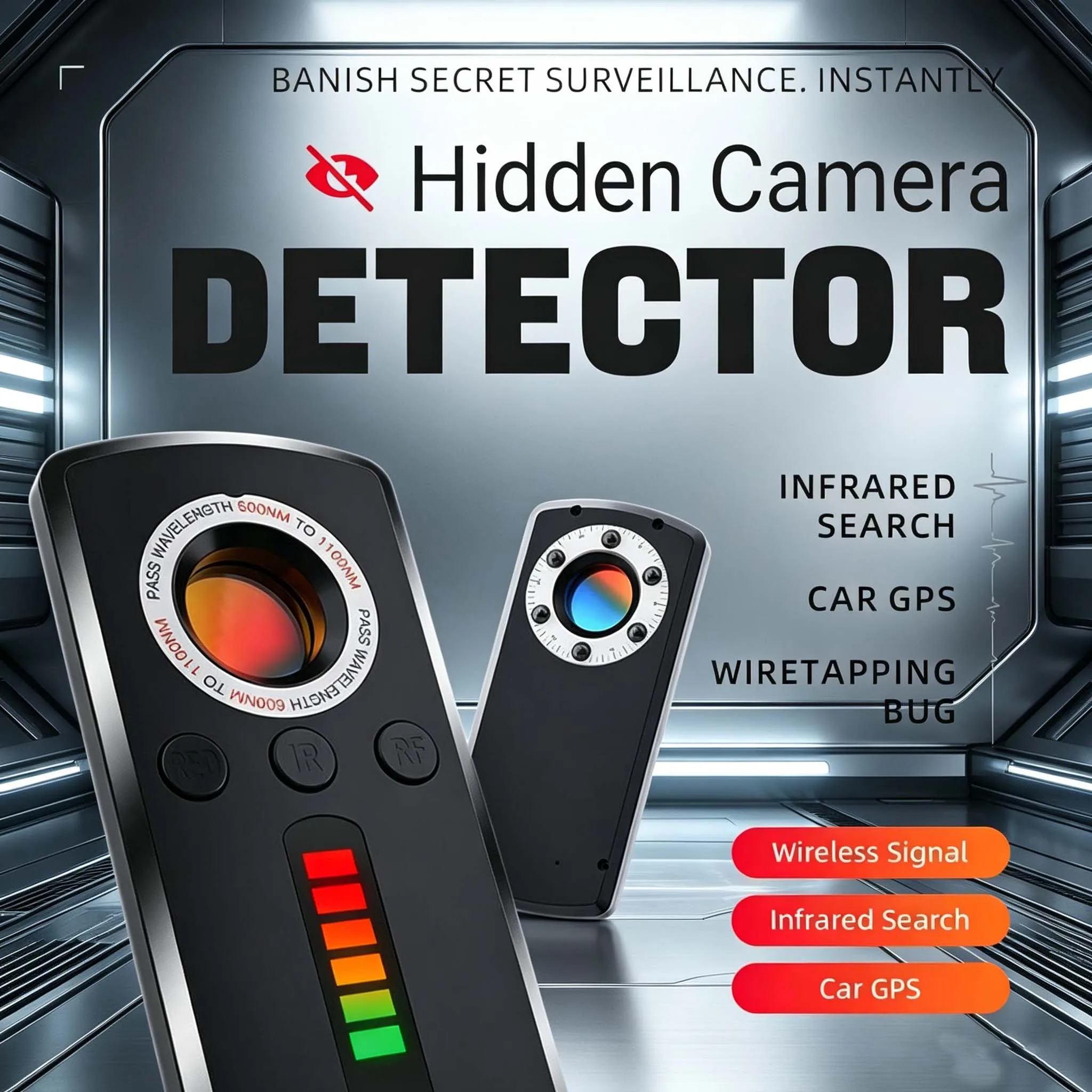 Hidden Camera Detector Anti Spy Gadget RF Signal GPS Tracker Detector Infrared Camera Finder for Hotel Car Office Security