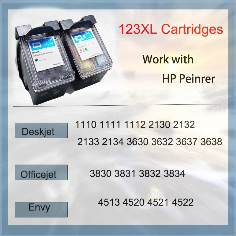 Imagem -02 - Cartuchos de Tinta Compatíveis para Impressora Hp123 xl e 123 Deskjet 1110 1111 2130 2132 3630 3632 Envy 4521 4522 4513 4520