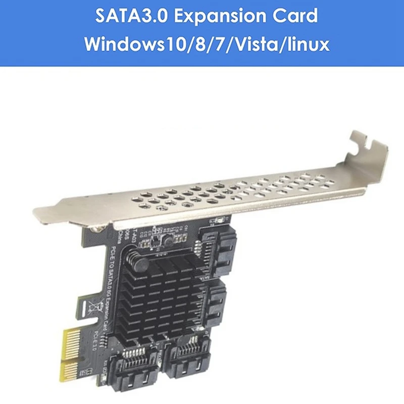 Top-Pcie SATA Card 4 Port Expansion Card,SATA III 6 Gbps Controller Expansion Card, PCIE 1X To 4 Port SATA3.0 Expansion Card