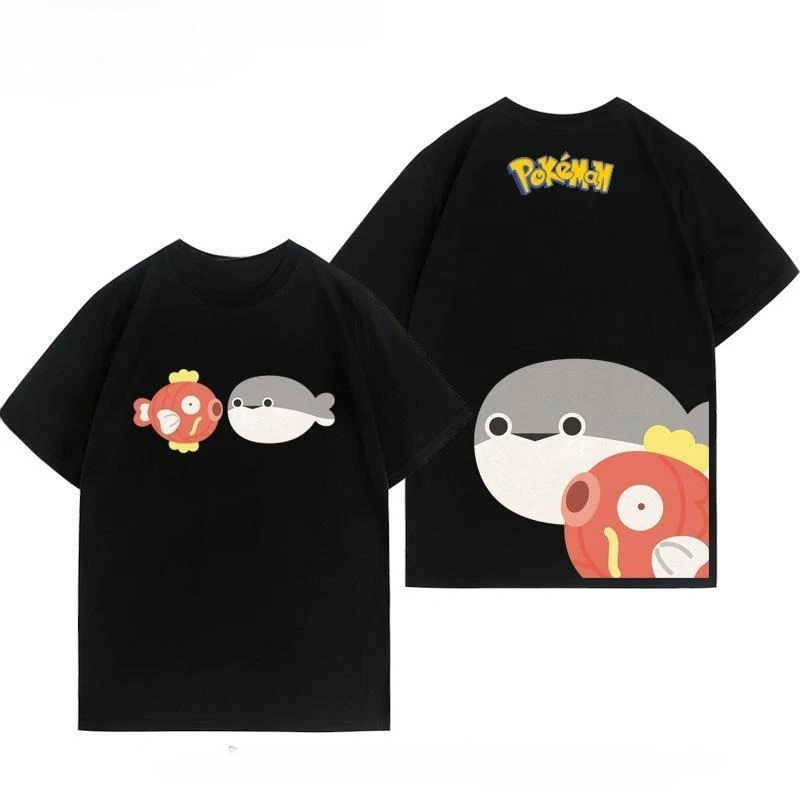 Bandai Pokémon Carp King Link Sakaban Turtle Emoji Couple Short Sleeved Summer Men's Pure Cotton T-shirt