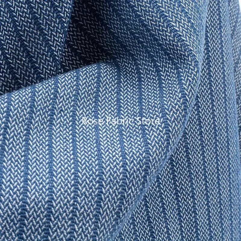 1 meter Retro Tweed Washed Cotton Denim Fabric Thick Outerwear Material High-end Herringbone Jeans Fabrics for Jacket Suit Pants