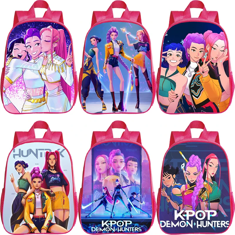 

12 Inches KPop Demon Hunters Backpack for Boys Girls Hot Movie Kindergarten Toddler School Bags K-Pop Demon Hunters Bookbag Gift