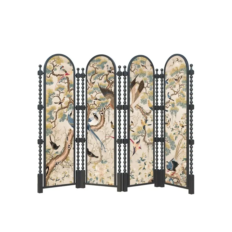French antique screen, folding mobile, living room partition, American hotel