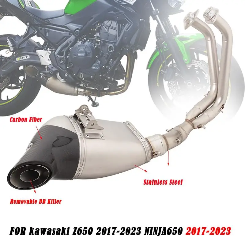 

Slip On For Kawasaki Ninja 650 Z650 17-23 Bottom Row Motorcycle Full Exhaust System Muffler Escape Front Link Pipe Connect Tube