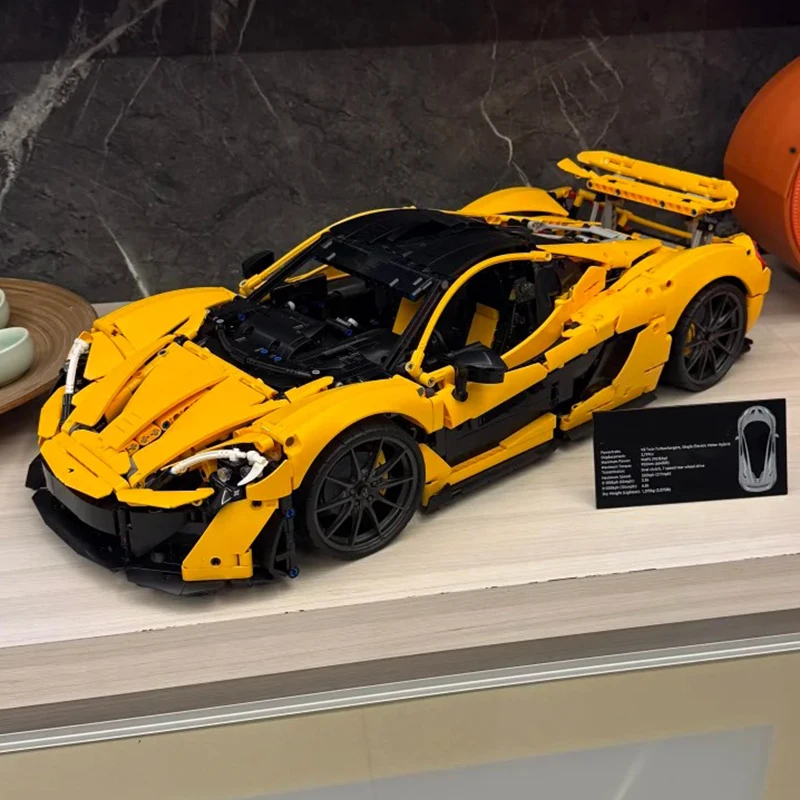 New 3893pcs MechanicalGroup Building Blocks, 1:8 Scale Orange P1 Supercar Model, Ornament & Holiday Gift