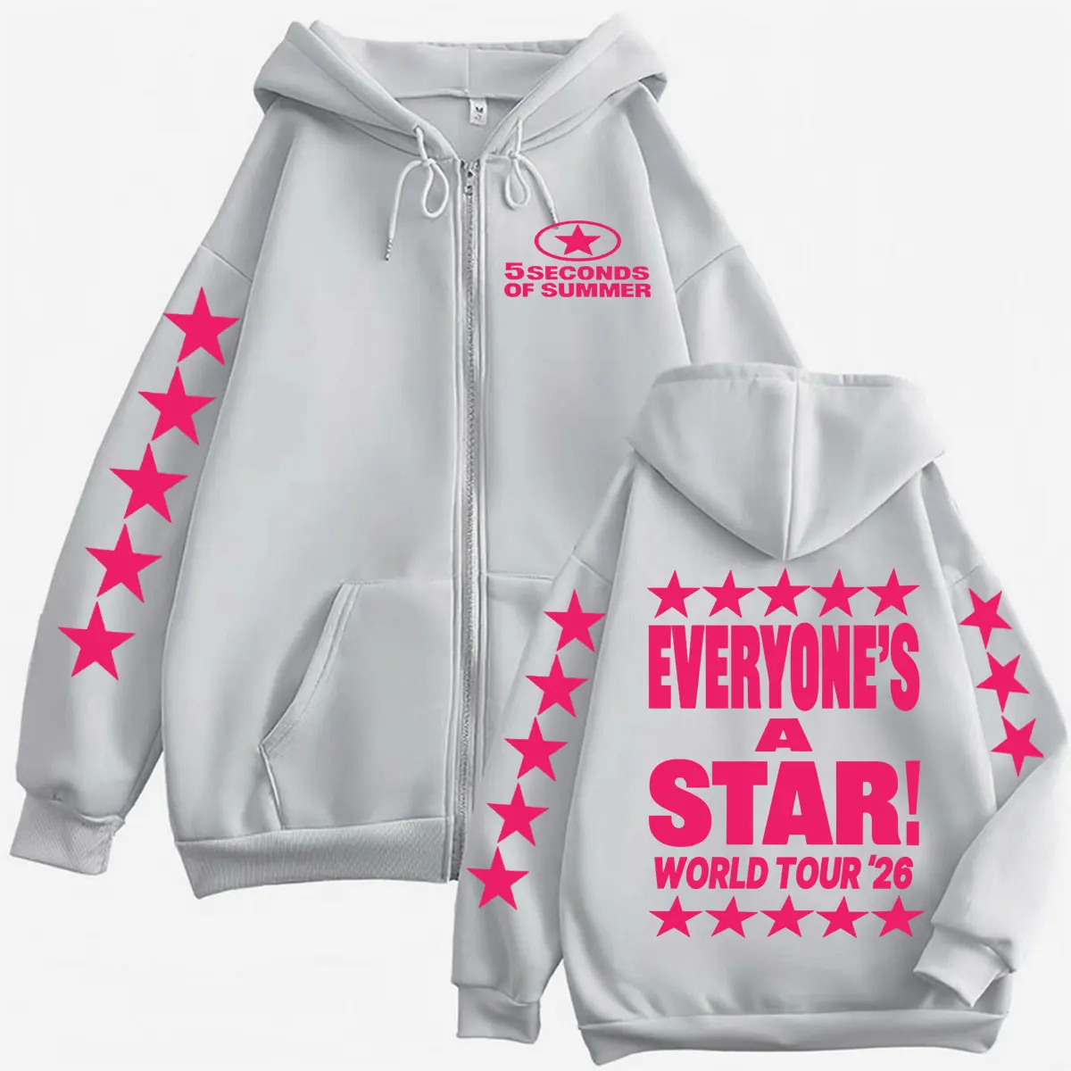 5 Seconds of Summer Everyone's A Star Reißverschluss-Hoodie für Herren und Damen, lässige Fleecejacke, Sweatshirt, Hip-Hop-Pop-Musik, Pullover mit Reißverschluss – Detail 6
